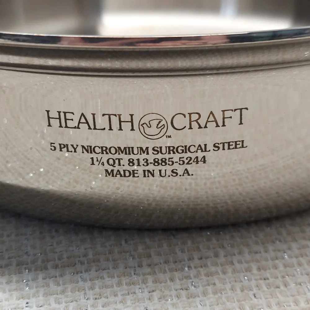 Health Craft 5 Ply Nicromium Surgical Steel 1.25 QT Saucepan with Lid USA